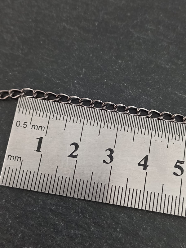 5m of Gunmetal Tone Curb Chain 5x3mm Strong 0.8mm Open Link Nickel FREE