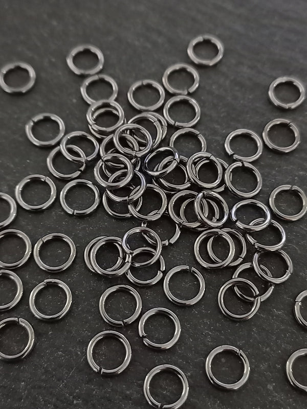 100 or 500 Gunmetal Tone Brass 6mm Jump Rings 1mm (18 Gauge)