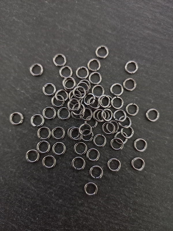 100 or 500 Gunmetal Tone Brass 6mm Jump Rings 1mm (18 Gauge)
