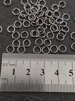 100 or 500 Gunmetal Tone Brass 6mm Jump Rings 1mm (18 Gauge)