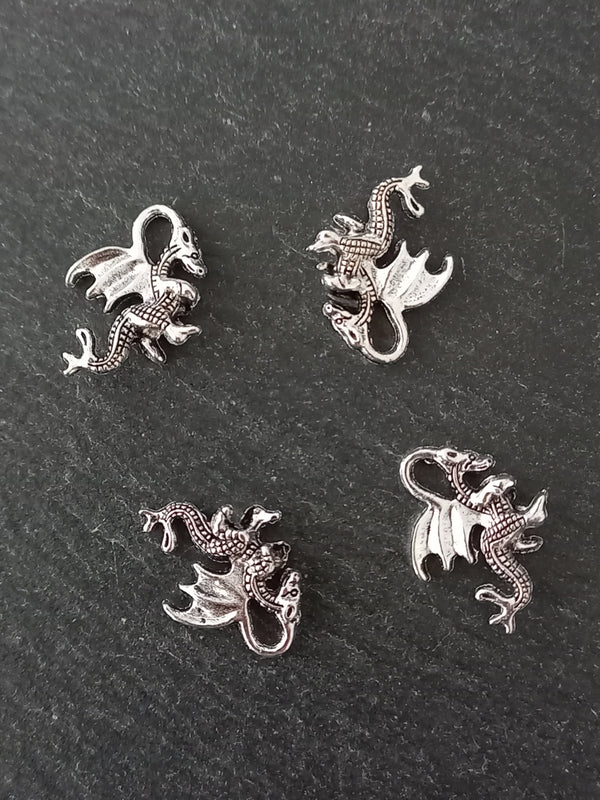 10 or 50 Dragon Charms Antique Silver Tone Alloy 21x14x6mm