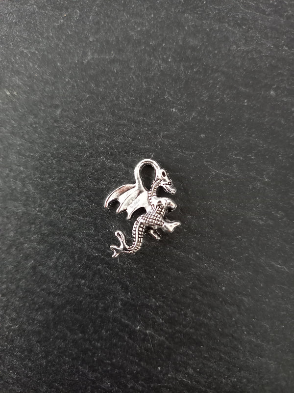 10 or 50 Dragon Charms Antique Silver Tone Alloy 21x14x6mm