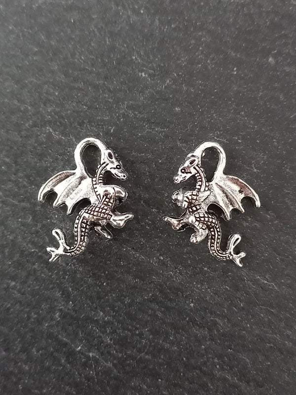 10 or 50 Dragon Charms Antique Silver Tone Alloy 21x14x6mm