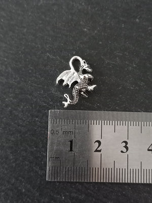 10 or 50 Dragon Charms Antique Silver Tone Alloy 21x14x6mm