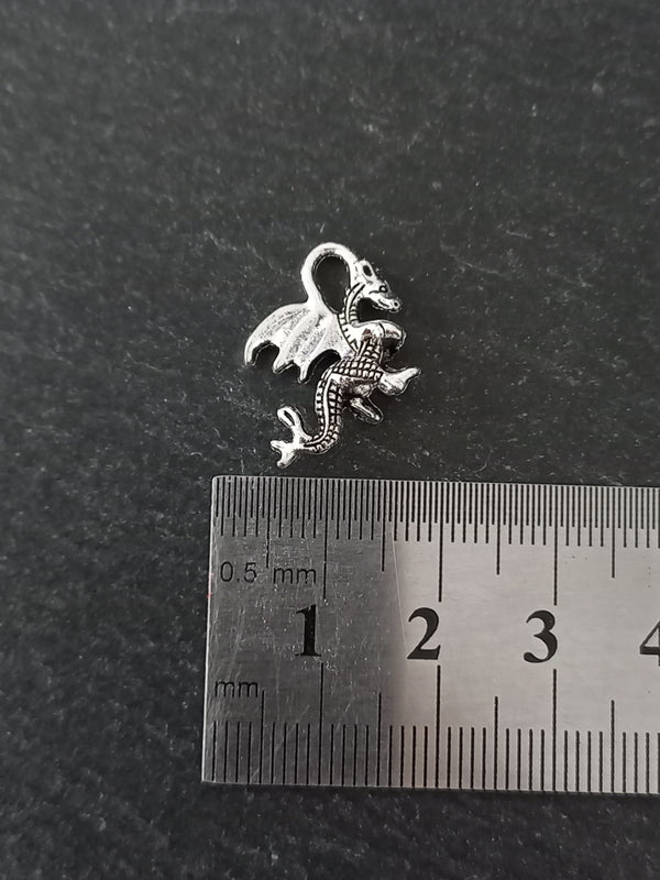 10 or 50 Dragon Charms Antique Silver Tone Alloy 21x14x6mm