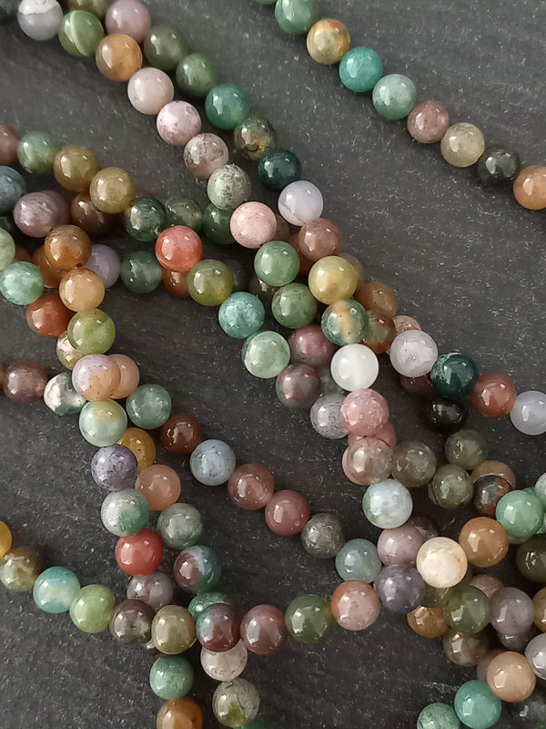 6.5mm Indian Agate Natural Undyed Round Gemstone Beads Full 15 inch Strand