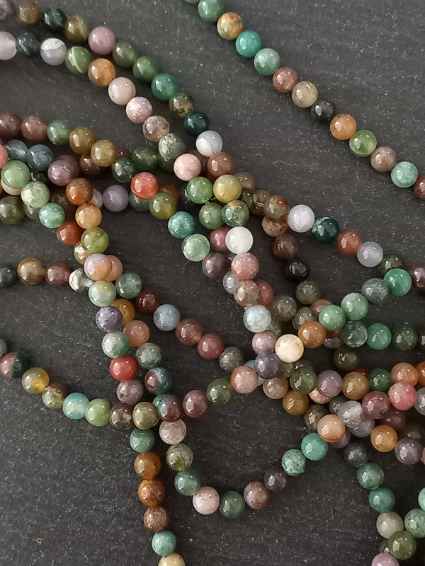 6.5mm Indian Agate Natural Undyed Round Gemstone Beads Full 15 inch Strand