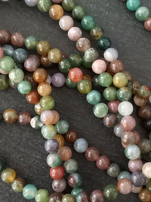 6.5mm Indian Agate Natural Undyed Round Gemstone Beads Full 15 inch Strand
