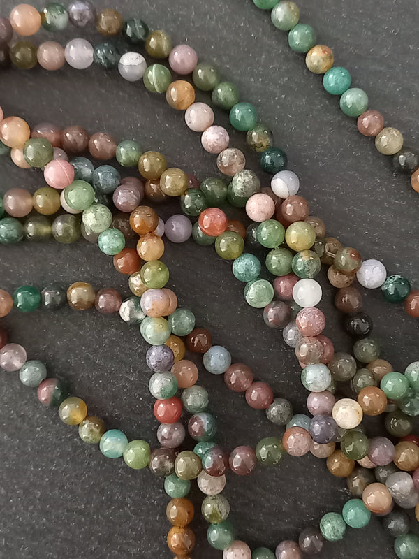 6.5mm Indian Agate Natural Undyed Round Gemstone Beads Full 15 inch Strand