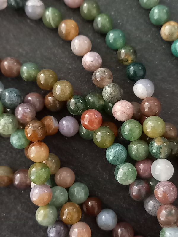6.5mm Indian Agate Natural Undyed Round Gemstone Beads Full 15 inch Strand