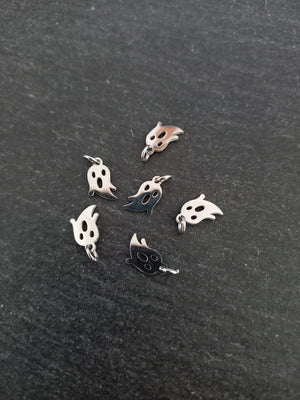 4 or 20 Stainless Steel Ghost Charms 11x7x1mm