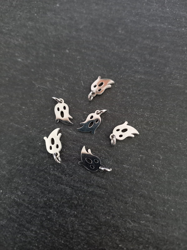 4 or 20 Stainless Steel Ghost Charms 11x7x1mm