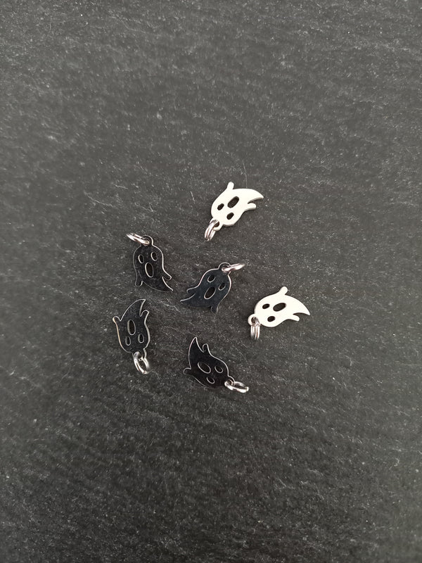 4 or 20 Stainless Steel Ghost Charms 11x7x1mm