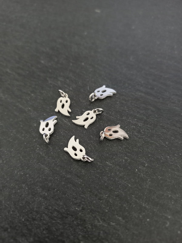 4 or 20 Stainless Steel Ghost Charms 11x7x1mm