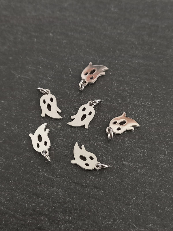 4 or 20 Stainless Steel Ghost Charms 11x7x1mm