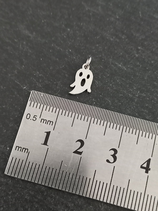 4 or 20 Stainless Steel Ghost Charms 11x7x1mm