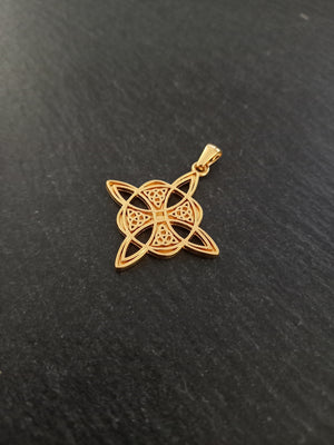 Gold Stainless Steel Witches Knot Pendant 33x30x2mm