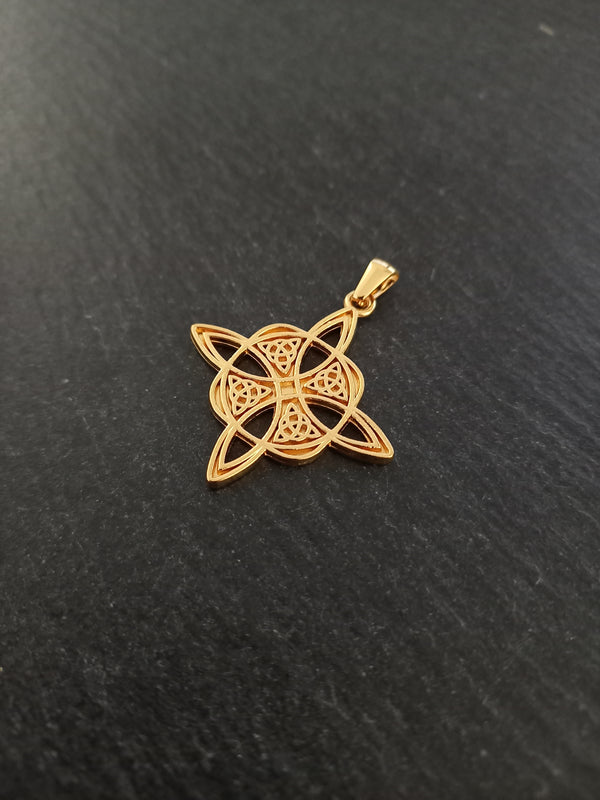 Gold Stainless Steel Witches Knot Pendant 33x30x2mm