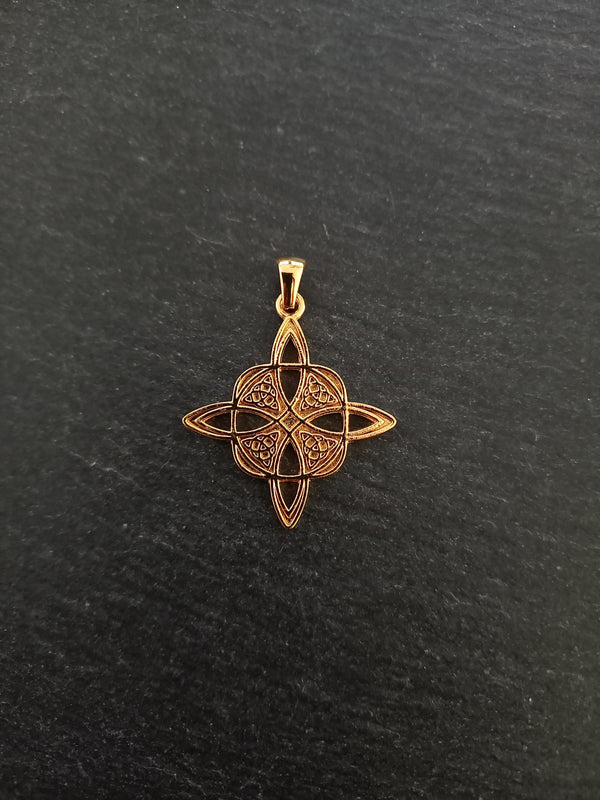 Gold Stainless Steel Witches Knot Pendant 33x30x2mm