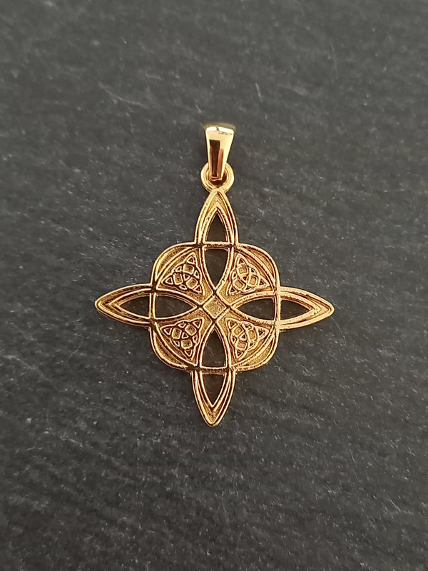 Gold Stainless Steel Witches Knot Pendant 33x30x2mm