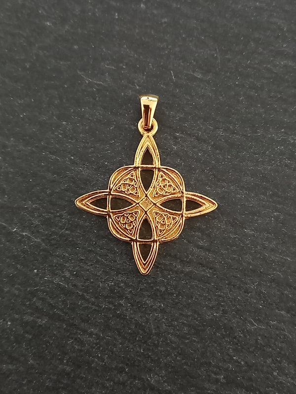 Gold Stainless Steel Witches Knot Pendant 33x30x2mm