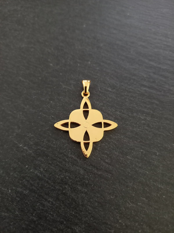 Gold Stainless Steel Witches Knot Pendant 33x30x2mm