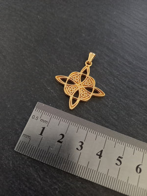 Gold Stainless Steel Witches Knot Pendant 33x30x2mm