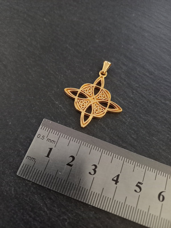 Gold Stainless Steel Witches Knot Pendant 33x30x2mm