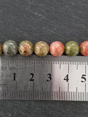 8.8mm Unakite Natural Undyed Green & Pink Round Polished Gemstone Beads Full 15 inch Strand Hole: 1mm