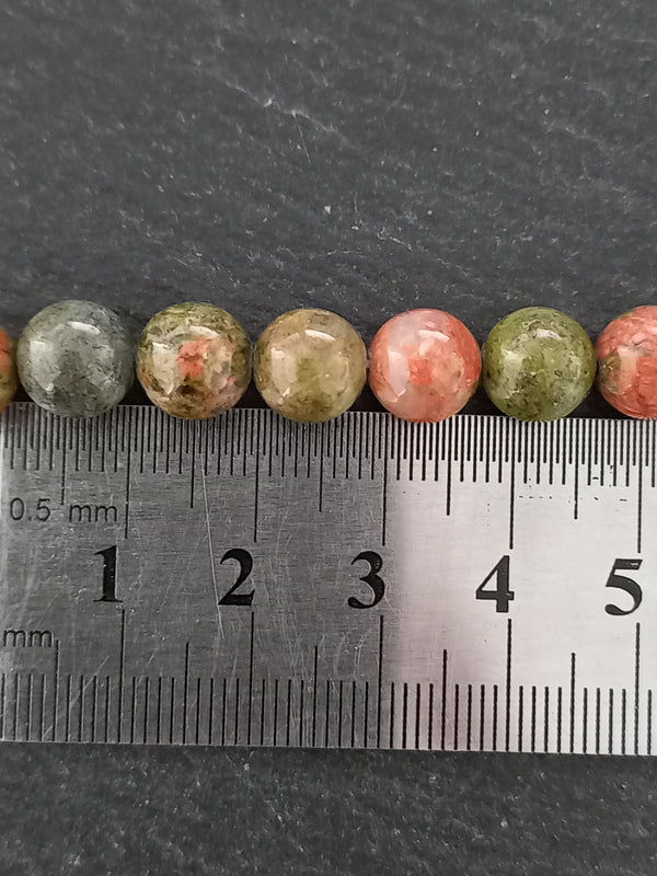 8.8mm Unakite Natural Undyed Green & Pink Round Polished Gemstone Beads Full 15 inch Strand Hole: 1mm