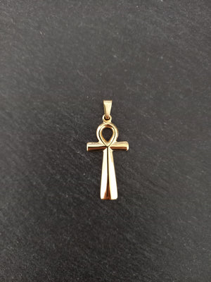 Ankh Pendant Genuine 14K Gold Plated Stainless Steel 37x18mm