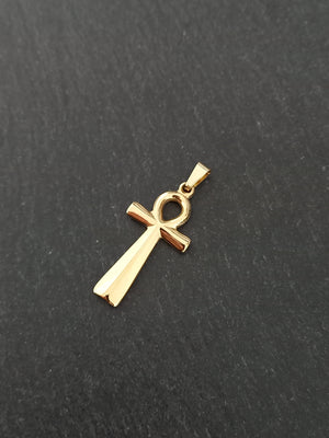 Ankh Pendant Genuine 14K Gold Plated Stainless Steel 37x18mm