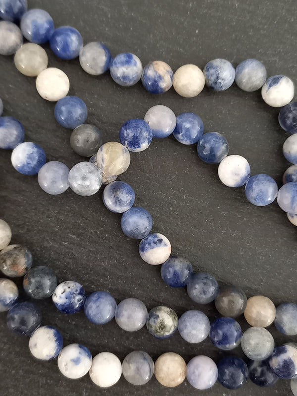 8.6mm Natural Sodalite Undyed Gemstone Beads Full 15 inch Strand