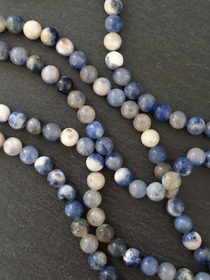 8.6mm Natural Sodalite Undyed Gemstone Beads Full 15 inch Strand