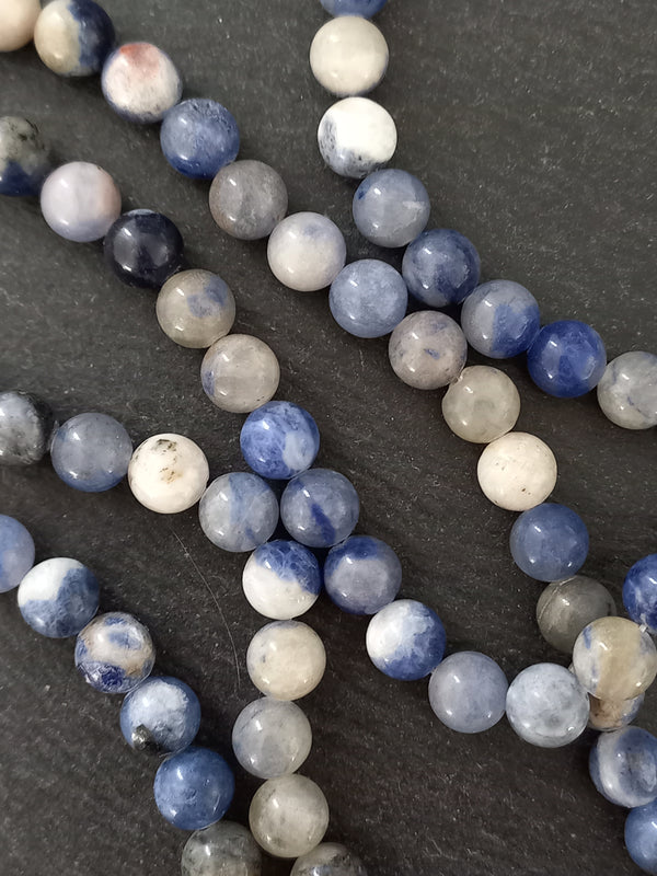 8.6mm Natural Sodalite Undyed Gemstone Beads Full 15 inch Strand