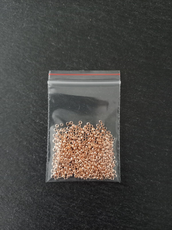 Approx. 500 (7g) pack of 2mm Crimp Beads in Bright Gold, Rose Gold or Silver, Antique Silver, Bronze or Gunmetal Hole: 1.2mm