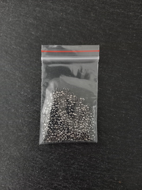 Approx. 500 (7g) pack of 2mm Crimp Beads in Bright Gold, Rose Gold or Silver, Antique Silver, Bronze or Gunmetal Hole: 1.2mm