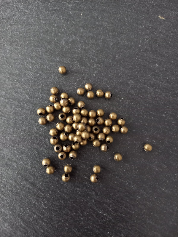 500 Antique Bronze Tone 4mm Hollow Round Spacer Beads Hole: 1.6mm