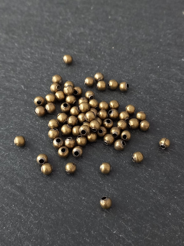 500 Antique Bronze Tone 4mm Hollow Round Spacer Beads Hole: 1.6mm