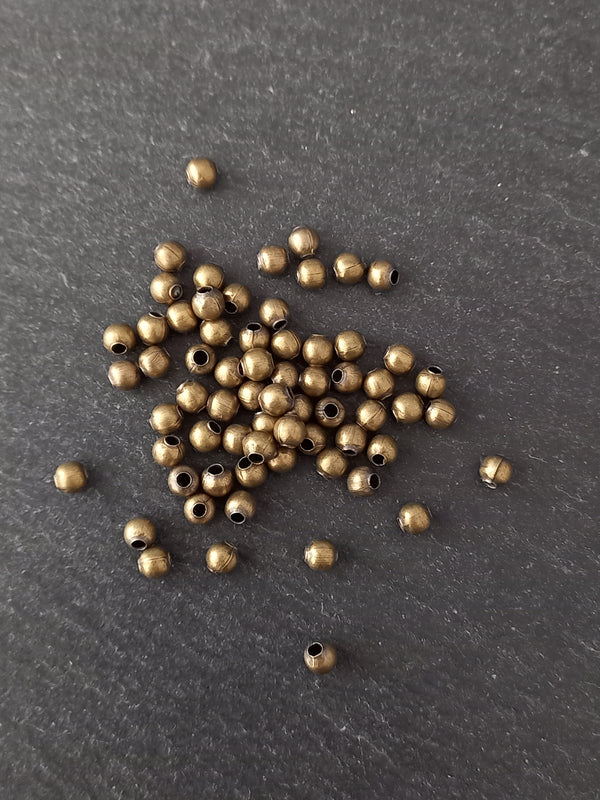 500 Antique Bronze Tone 4mm Hollow Round Spacer Beads Hole: 1.6mm