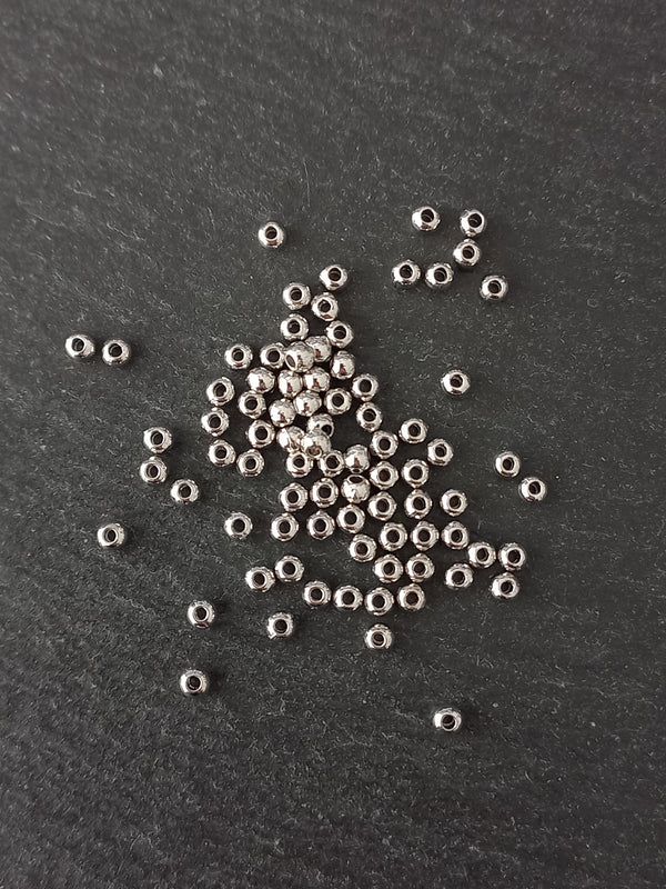 100 or 500 Solid 3mm Antique Silver Tone Alloy Beads Hole: 1mm