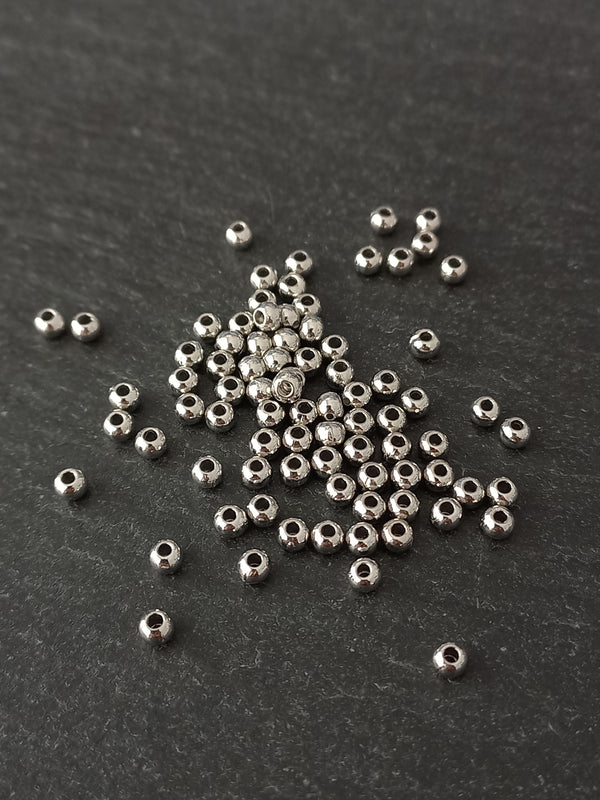 100 or 500 Solid 3mm Antique Silver Tone Alloy Beads Hole: 1mm