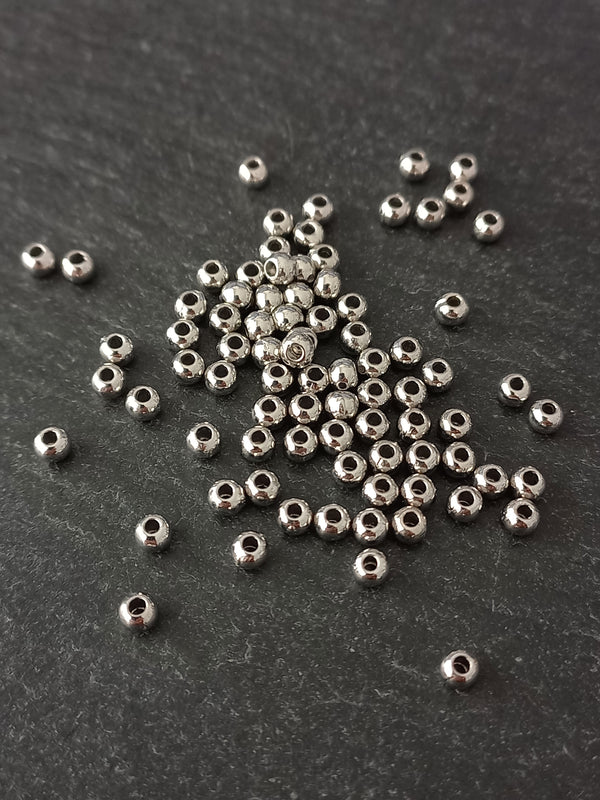 100 or 500 Solid 3mm Antique Silver Tone Alloy Beads Hole: 1mm