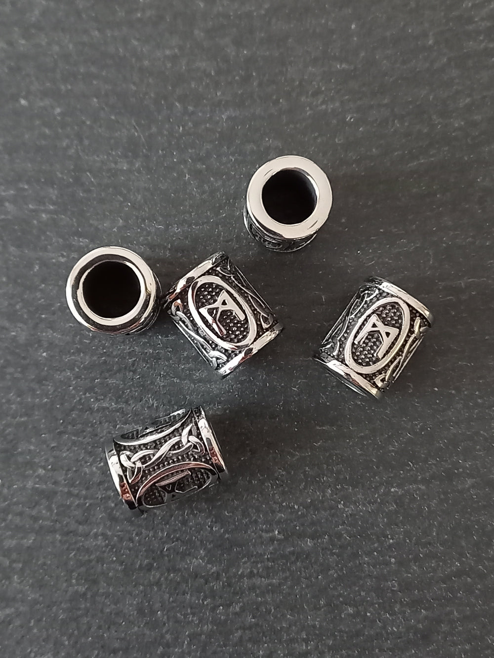 1 or 5 Stainless Steel  ᛗ rune Mannaz Rune Beads Elder Futhark 16x13mm Hole: 8mm