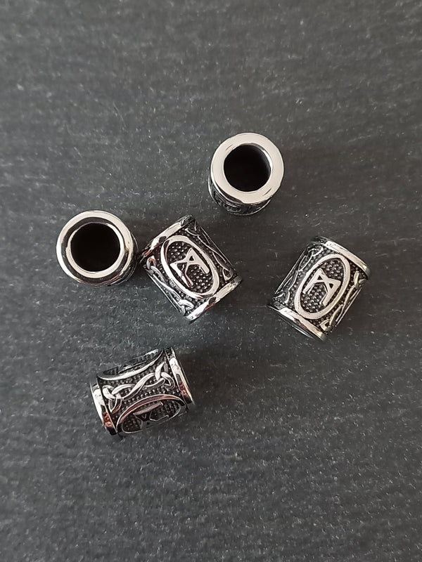 1 or 5 Stainless Steel  ᛗ rune Mannaz Rune Beads Elder Futhark 16x13mm Hole: 8mm