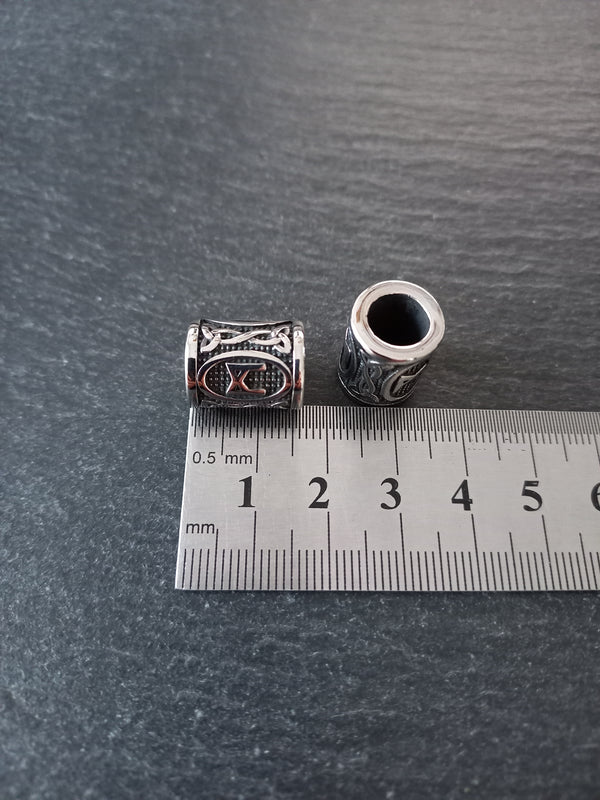 1 or 5 Stainless Steel  ᛗ rune Mannaz Rune Beads Elder Futhark 16x13mm Hole: 8mm