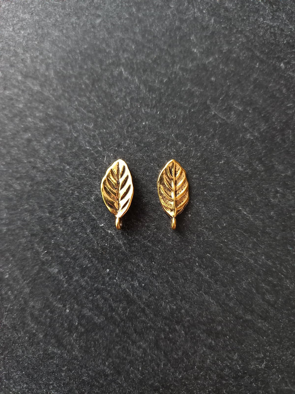 20 or 100 Leaf Charms Antique Gold Tone Alloy 16x8x1mm Nickel FREE