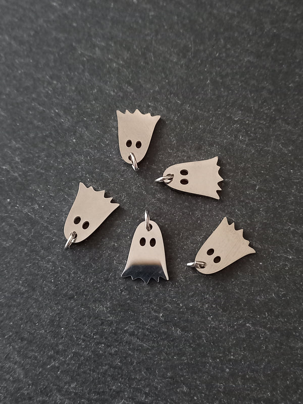 2 or 10 Ghost Charms Stainless Steel 14.5x10.5mm Nickel FREE