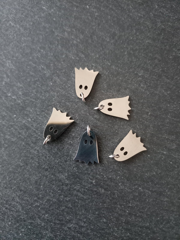 2 or 10 Ghost Charms Stainless Steel 14.5x10.5mm Nickel FREE