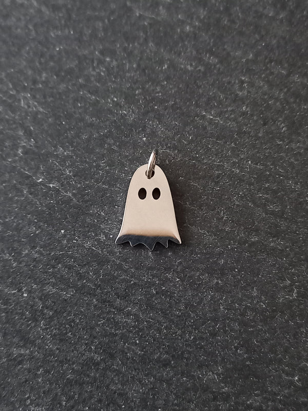 2 or 10 Ghost Charms Stainless Steel 14.5x10.5mm Nickel FREE